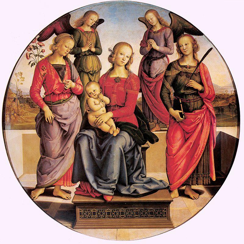 PERUGINO, Pietro Madonna Enthroned with Child and Two Saints Sweden oil painting art